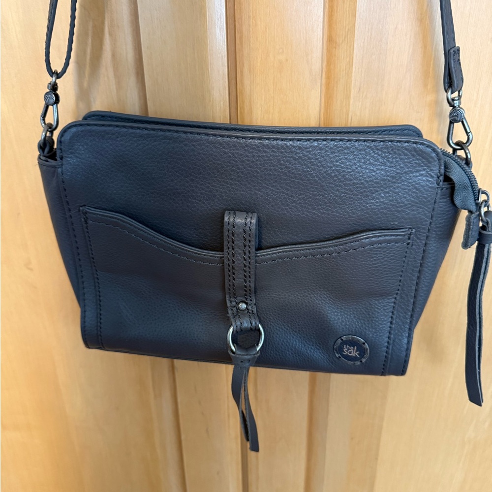 The Sak grey  Pebbled Leather Crossbody Bag